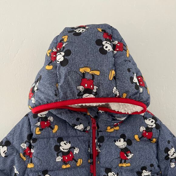 Gap Kids x Disney Mickey Mouse Hooded Sherpa Puffer Jacket Coat Blue Small (6-7) - Picture 5 of 12